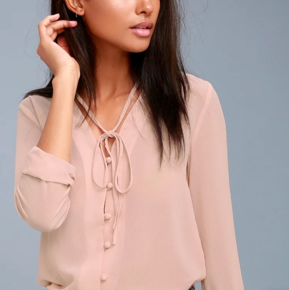 Lulus Tops - Lulu's style education blush pink blouse